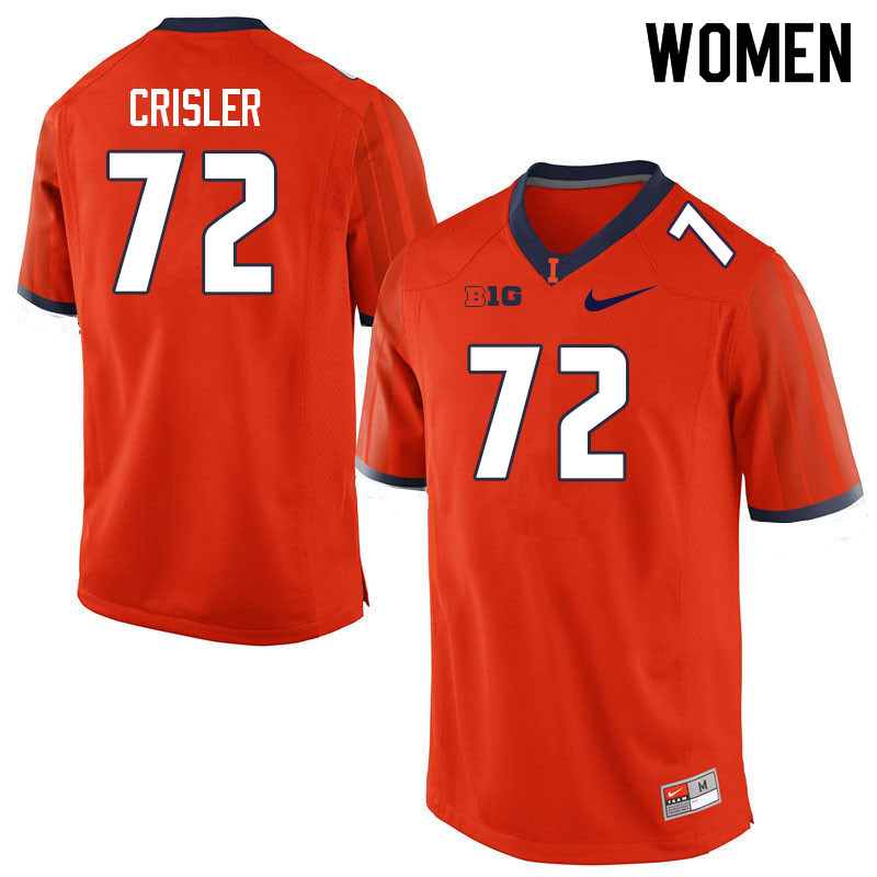 Women #72 Zy Crisler Illinois Fighting Illini College Football Jerseys Sale-Orange